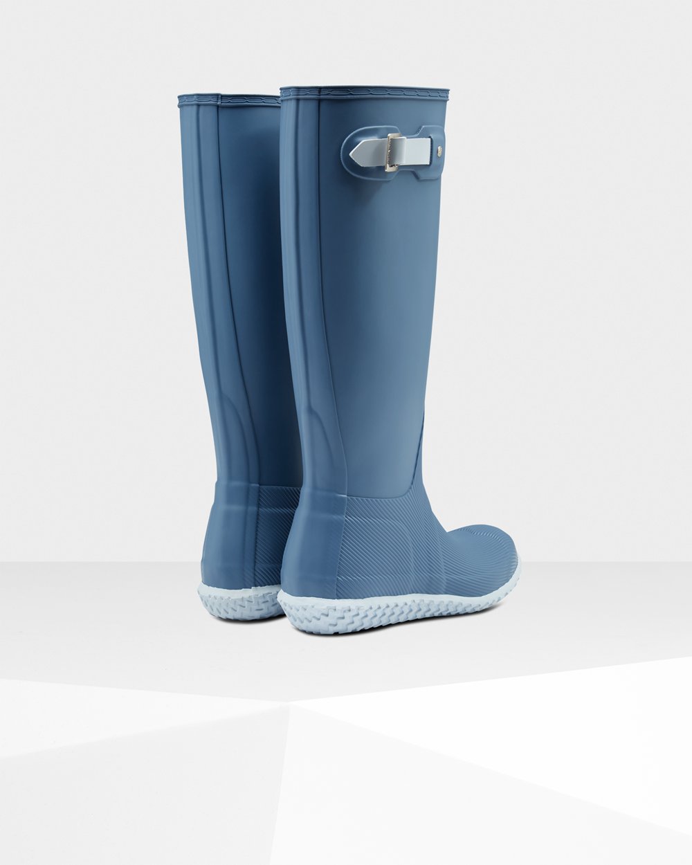 Womens Hunter Original Flat Heel Calendar Sole - Tall Rain Boots Blue/Grey - 1486-HSLCD